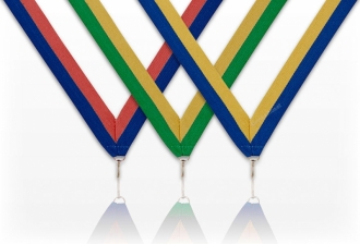 Medaljband vit/blå/gul